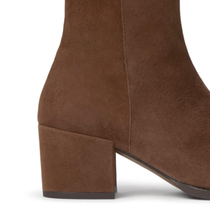 Botín de tacón Nadia en ante y cuero trenzados con cierre de cremallera