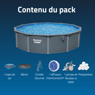 Bestway Piscine acier ronde Bestway Hydrium 549 x 132 cm gris foncé