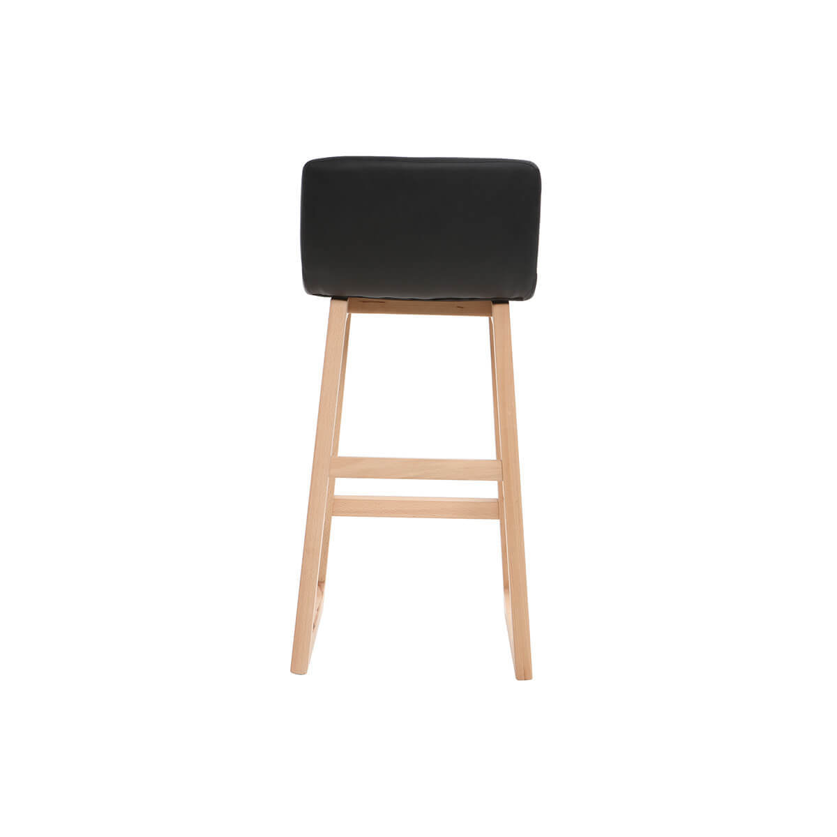 Tabouret de bar bois clair et PU noir 65cm lot de 2 OSAKA