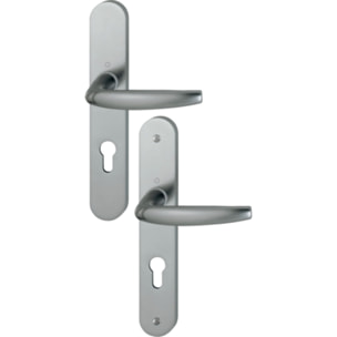 Ensemble de porte plaque large Atlanta HOPPE 1530/300M aspect inox F9 - Clé i - entr.70 épais.68/77 - 2834674