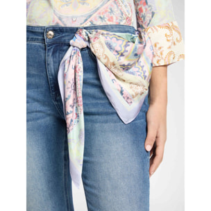 Elena Mirò - Jeans regular con foulard, "Rose" - Azzurro