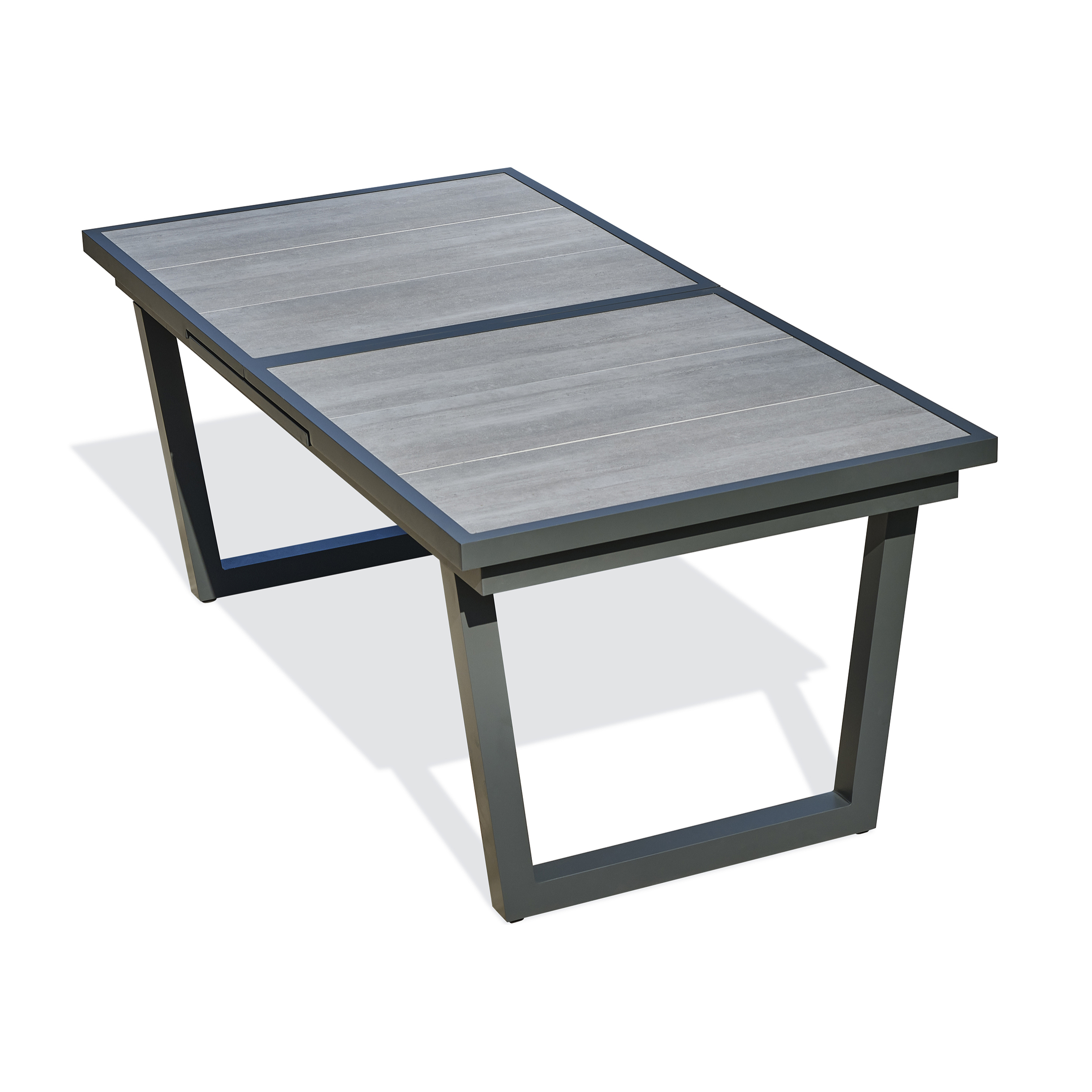 OLHOS - Table de jardin 10 places en aluminium anthracite et plateau céramique