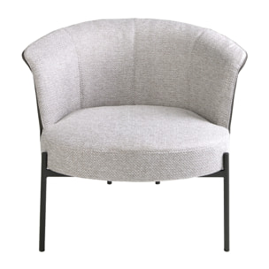 Sillón Angel Cerdá con asiento tapizado en tela en gris y respaldo tapizado en polipiel en gris oscuro patas de acero inoxidable en epoxi negro 84x68x69cm