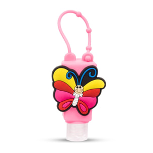 Llavero Botella higienizante de manos alcohol rellenable 30ml. Diseño mariposa.