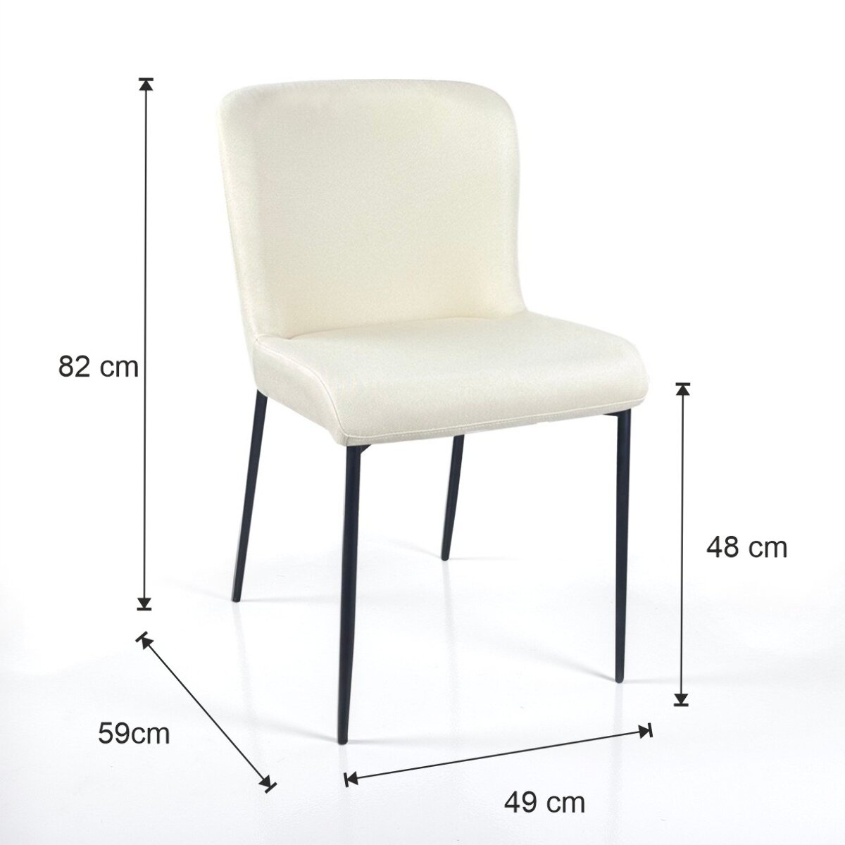 Lot de 2 chaises de salle à manger Tomasucci TRYUN, en tissu, beige, 59 × 49 × 82 cm