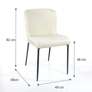 Lot de 2 chaises de salle à manger Tomasucci TRYUN, en tissu, beige, 59 × 49 × 82 cm