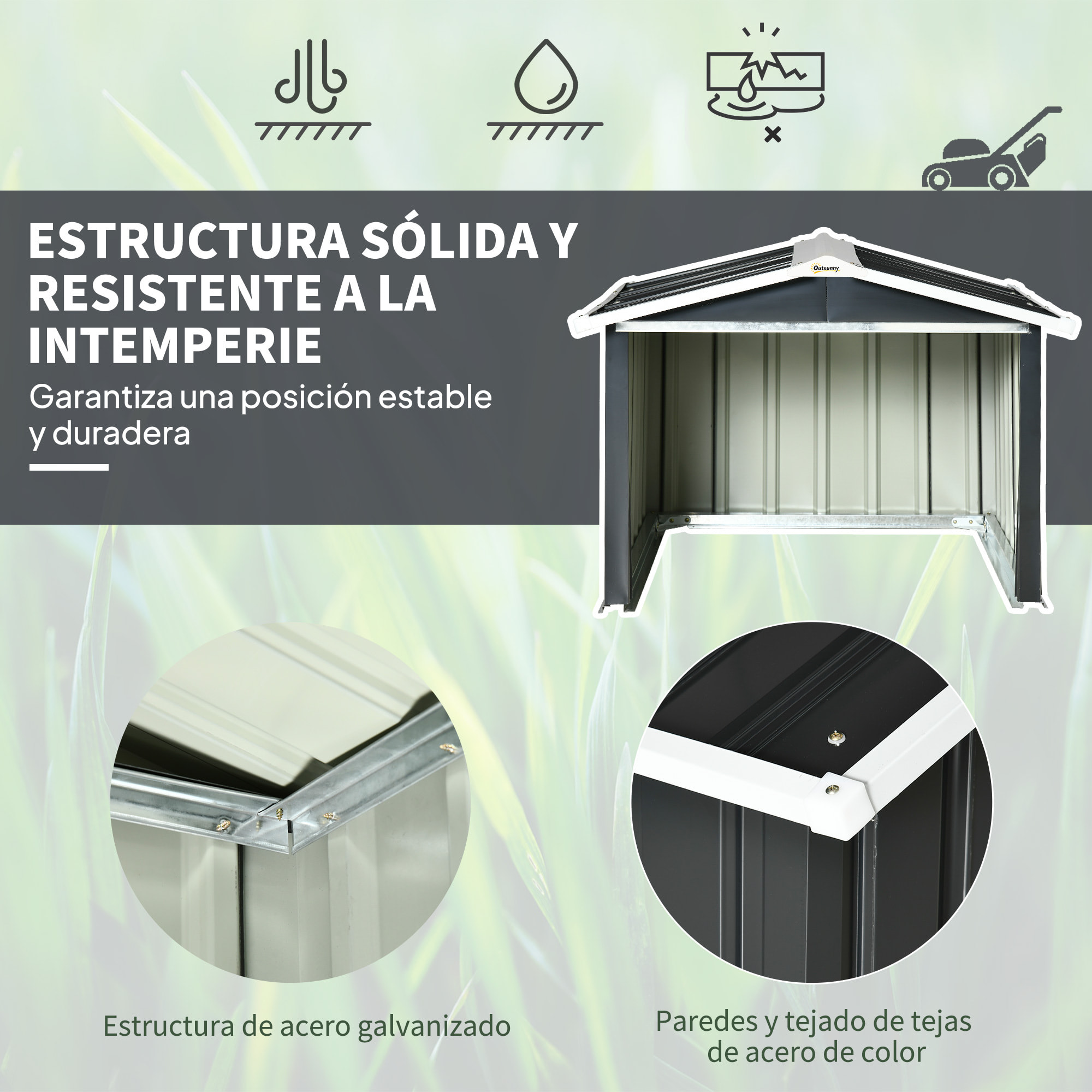 Garaje para Robot Cortacésped de Acero Galvanizado con Techo Dos Aguas, Caseta para Robot Cortacésped, 87x103x66 cm, para Jardín, Exterior, Césped, Gris Oscuro