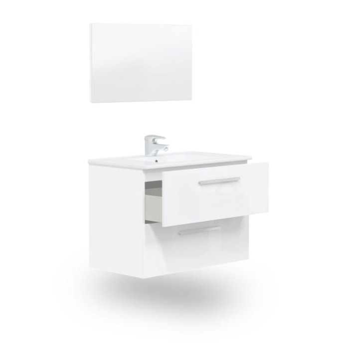 Pack de baño con lavabo cerámico Feel S Blanco Brillo