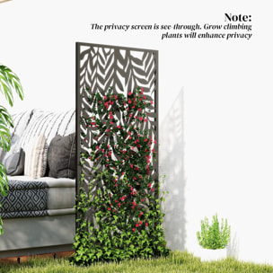 Panneau brise vue décoratif paravent extérieur motif végétal 65 x 130 cm métal noir