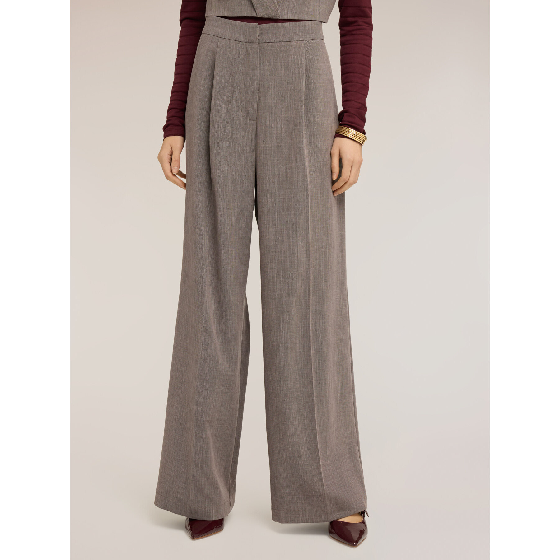 Motivi - Pantalones palazzo en hilo teñido - Gris