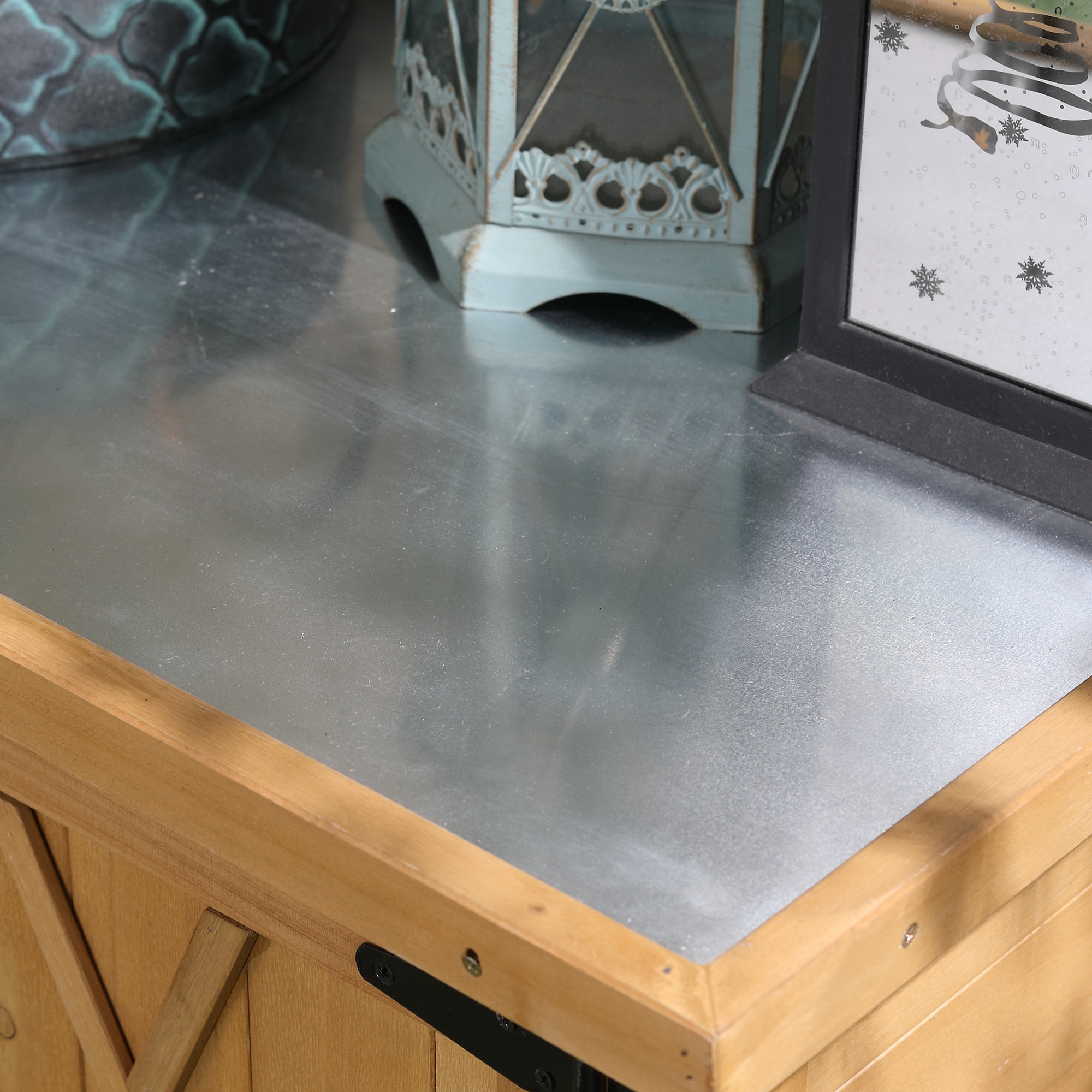 Armario de Madera Jardín para Almacenaje de Herramientas con 4 Estantes Natural