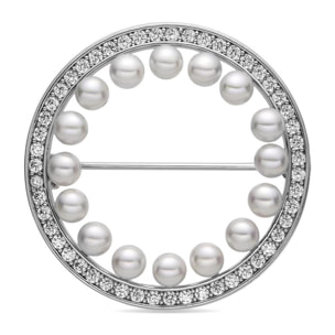 Broche con Perla Blanca acabado plata