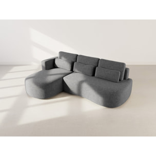 Mahina - canapé d'angle gauche 4 places convertible avec coffre en tissu texturé - Gris Anthracite