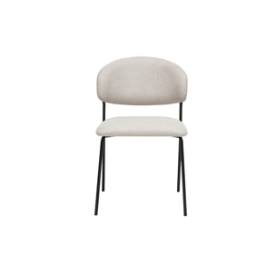 Chaises en tissu effet velours texturé beige et métal noir (lot de 2) BENTA