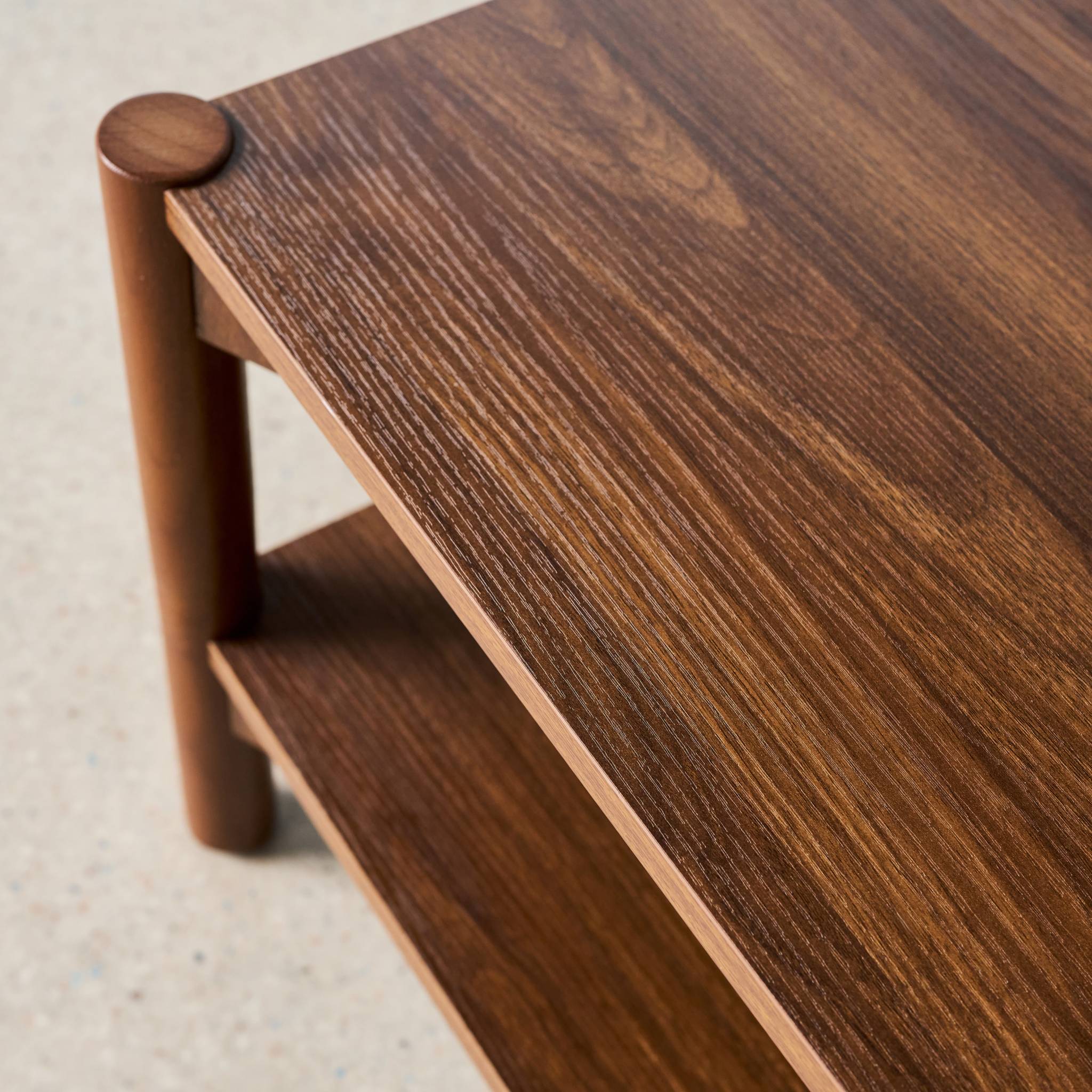 Table basse rectangulaire décor bois double plateau 110cm noyer - Harmony