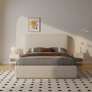 Lit avec coffre de rangement 140x190cm en velours beige SHORELINE