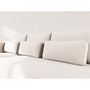Mahina - canapé d'angle gauche 4 places convertible avec coffre en velours côtelé - Beige