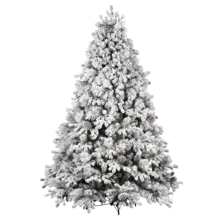 Luna - Albero di Natale con neve e pigne in PE PVC PP ø142x210H cm, 2155 rami