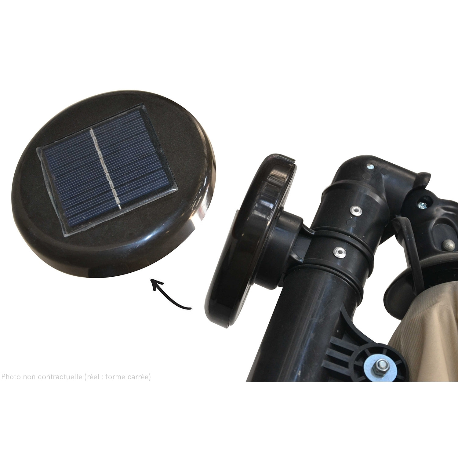 Parasol Bulle LED déporté carré 3x3m écru DAVAGNA