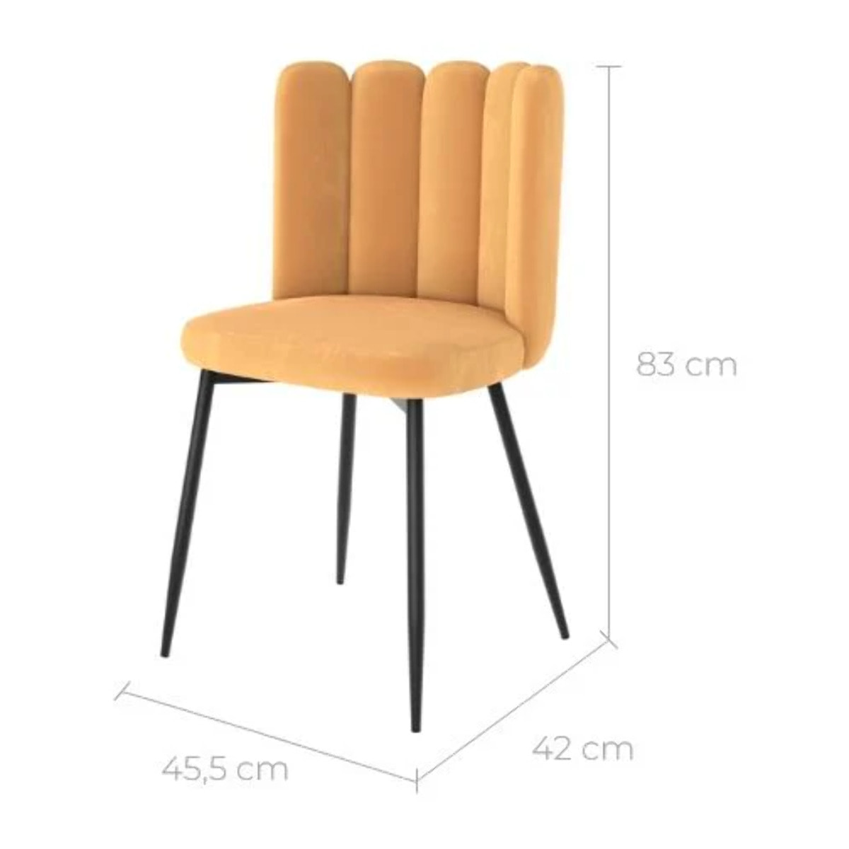 Lot de 2 chaises en velours jaune et pieds en métal - Rosy