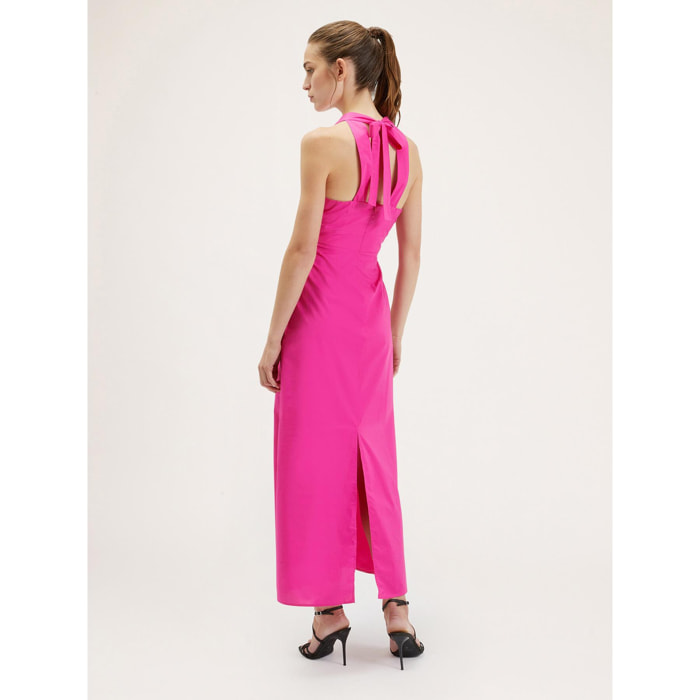 Motivi - Vestido largo de popelina - Fuchsia