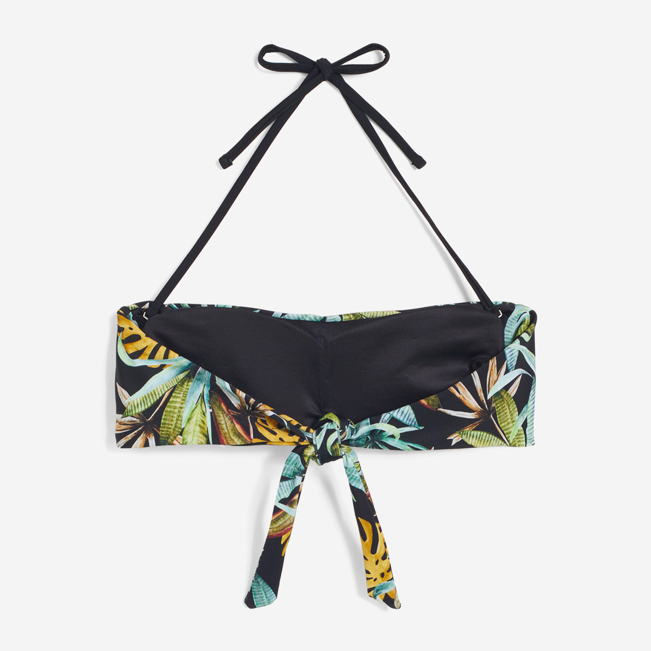 Top bikini a fascia fantasia foliage tropical