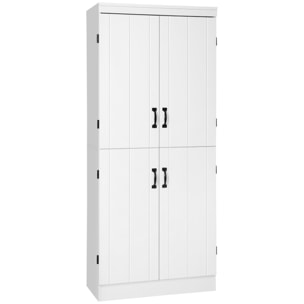 Armoire de cuisine buffet de salle à manger avec 4 portes 6 étagères de rangement style moderne 76 x 40 x 177 cm blanc