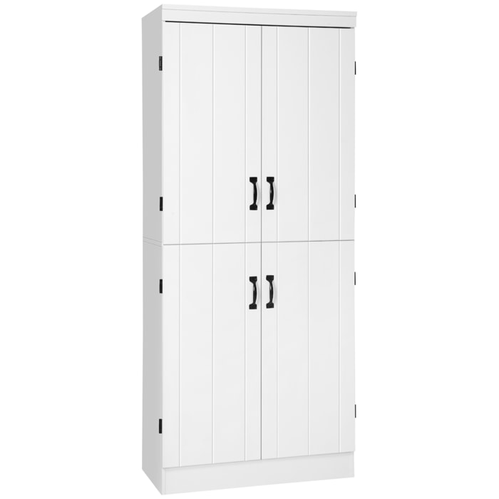 Armoire de cuisine buffet de salle à manger avec 4 portes 6 étagères de rangement style moderne 76 x 40 x 177 cm blanc