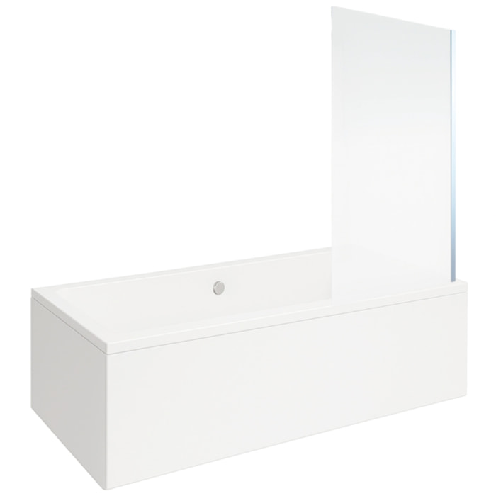 Baignoire rectangulaire Neon 180x80cm + Pare bain droit AURYS Mist 1 chromé profilé droite