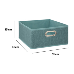 Panier velours 31x15cm "Mix N' Modul" bleu pétrole chiné