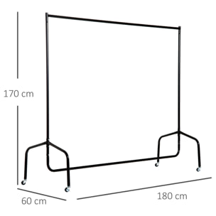 Portant tringle à vêtements acier charge max. 140 Kg dim. 180L x 60l x 170H cm noir