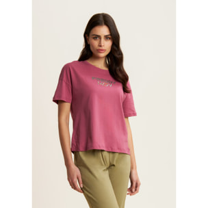 T-shirt Cropped con Spacchi Laterali
