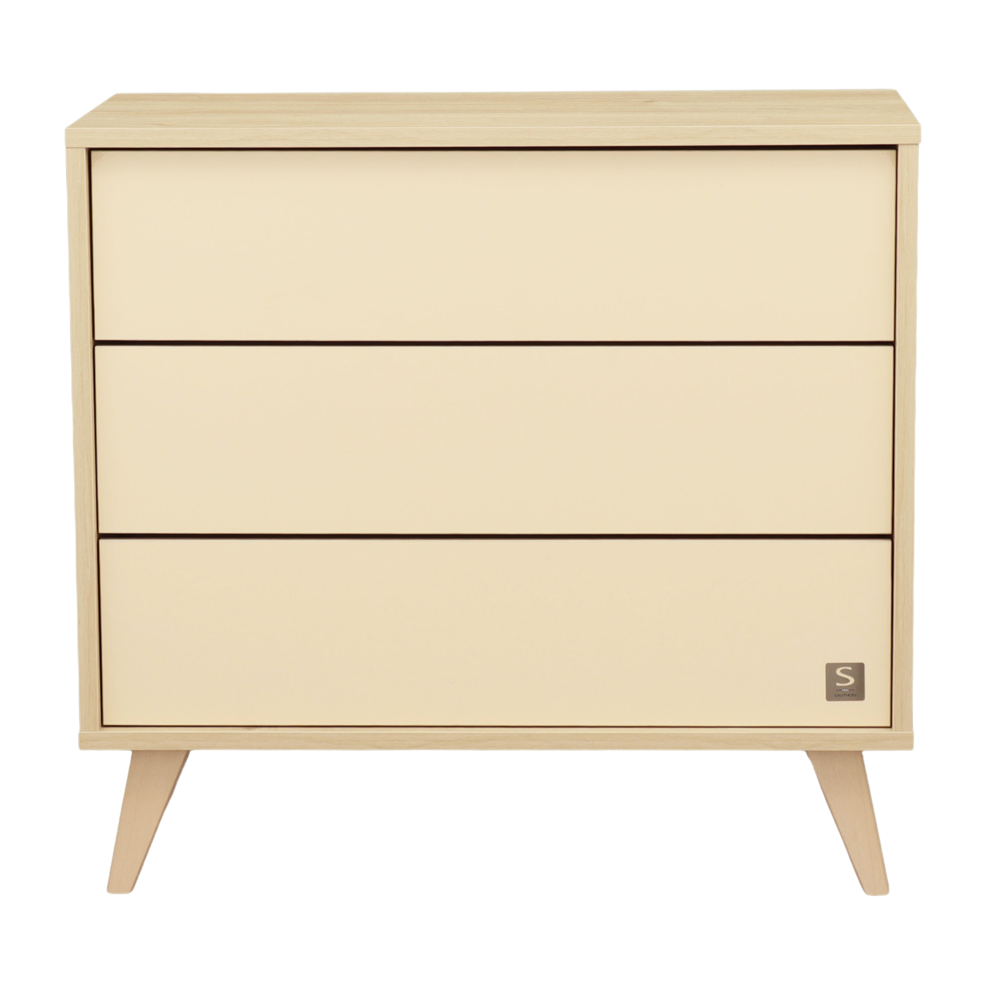 Commode 3 tiroirs sur pieds bois obliques