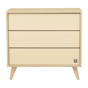 Commode 3 tiroirs sur pieds bois obliques