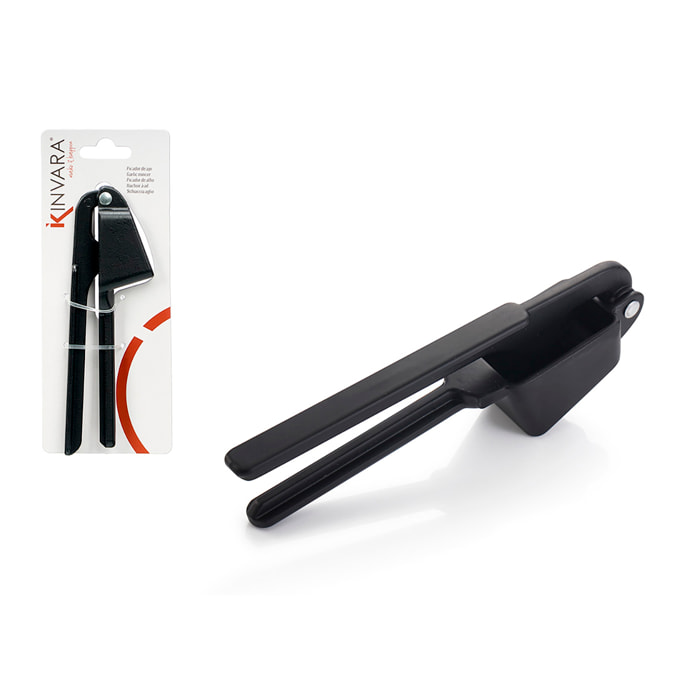 Stazzonatore per aglio in metallo di colore nero.