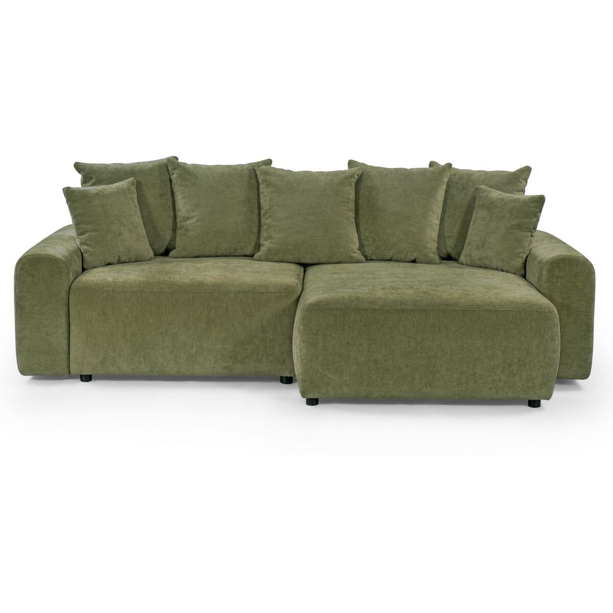 Canapé d'angle convertible réversible 4 places avec coffre de rangement en tissu chenille - MONCEAU