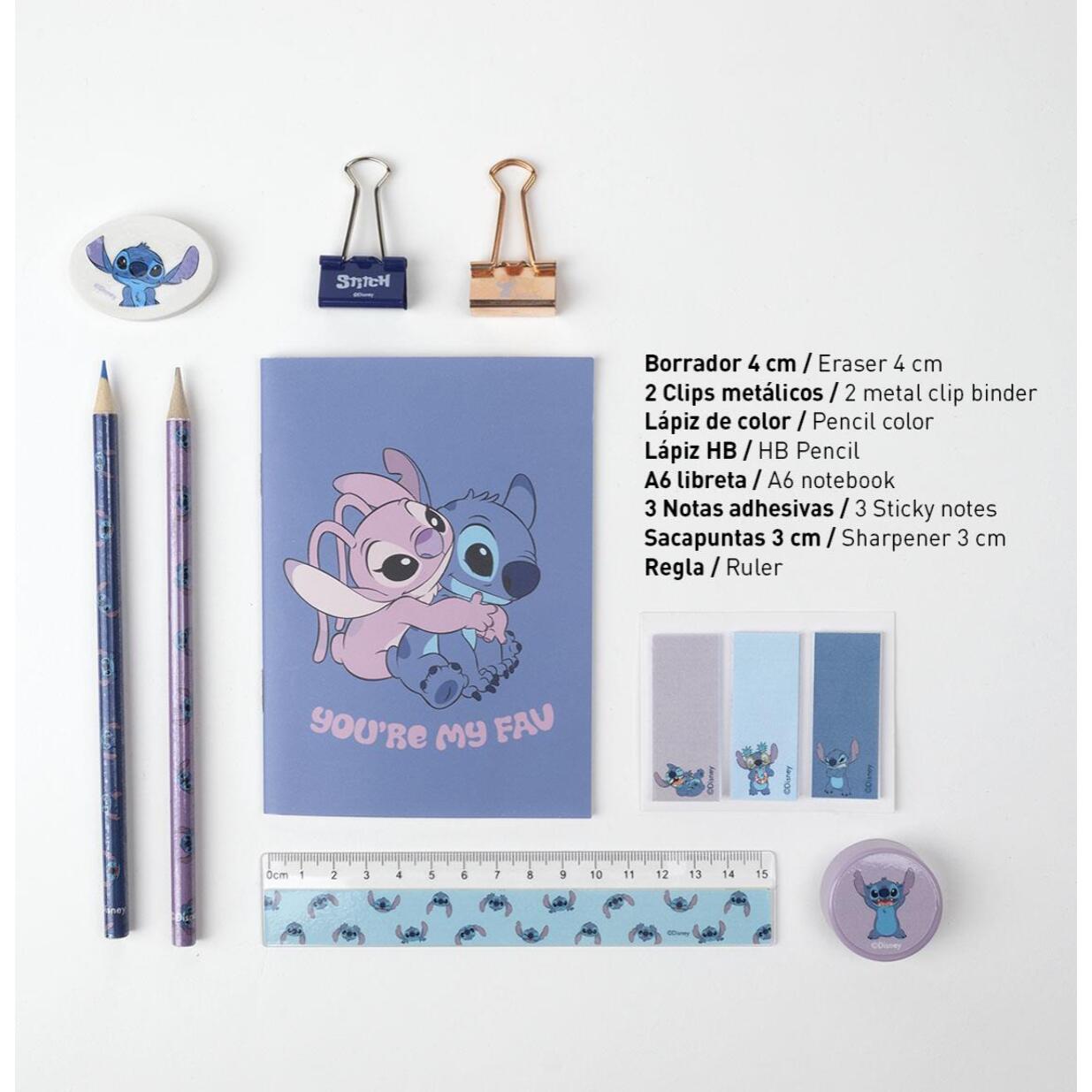 Set papelería escolar stitch