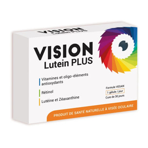 NUTRIEXPERT - Vision Lutein Plus - Améliore l'acuité visuelle nocturne - Protège les cellules du stress oxydatif - Vegan - Sans Gluten - Sans Lactose - Cure 30j