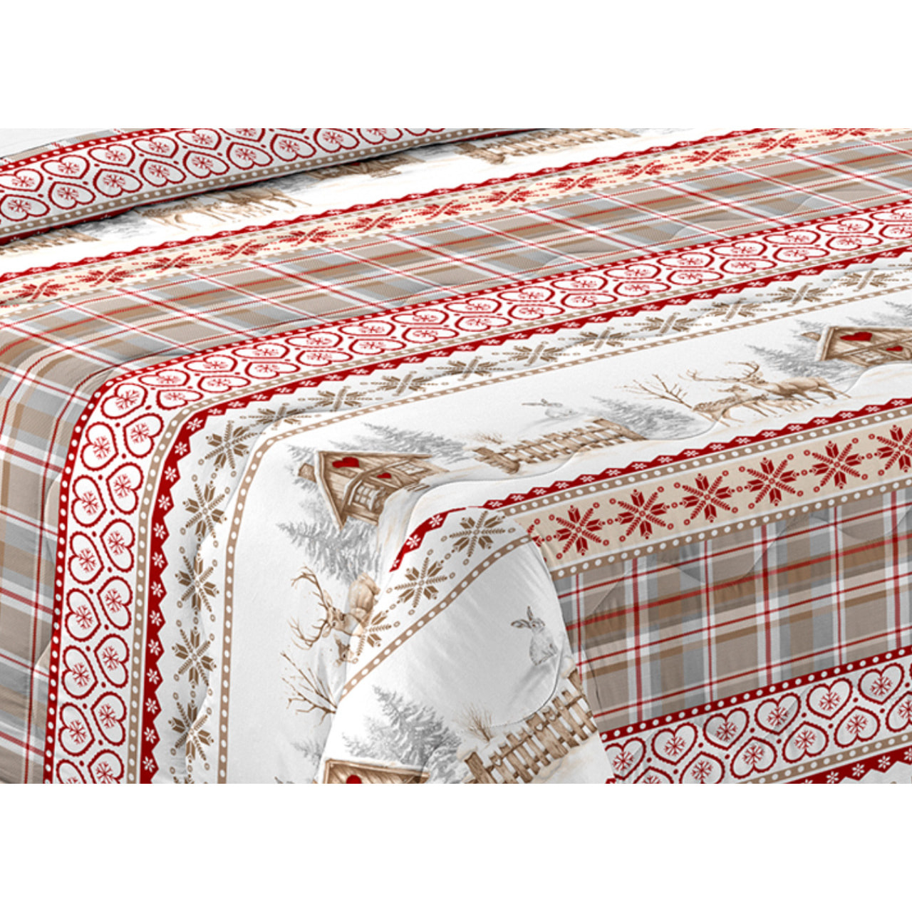 Trapunta Invernale 300gr Made in Italy Piumone Clado Linea Scaldanotti Disegno Tirolese Valgardena Bordeaux