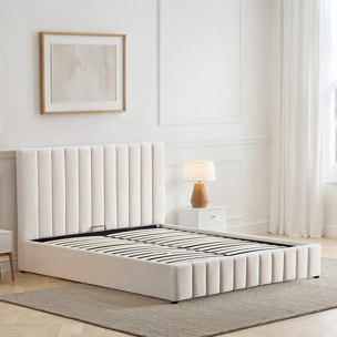 Lit Coffre en velours beige Trocadéro