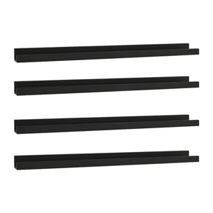 Pack 4 estantes de madera maciza flotante tono negro varias medidas