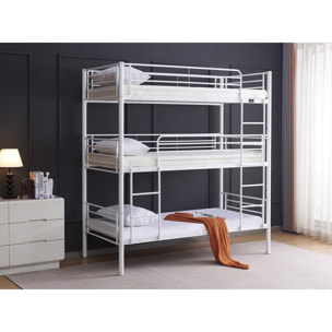 Lit triple superposé metal "Havin" - 90 x 190 cm - Blanc