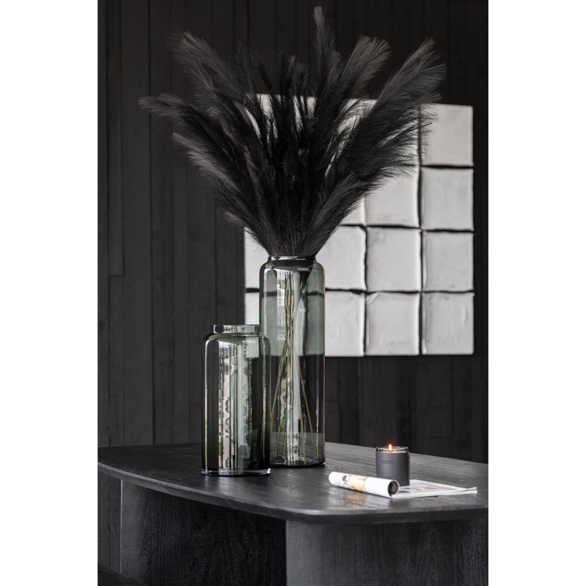 J-Line vase Droit Long - verre - gris - small - 40 cm de hauteur
