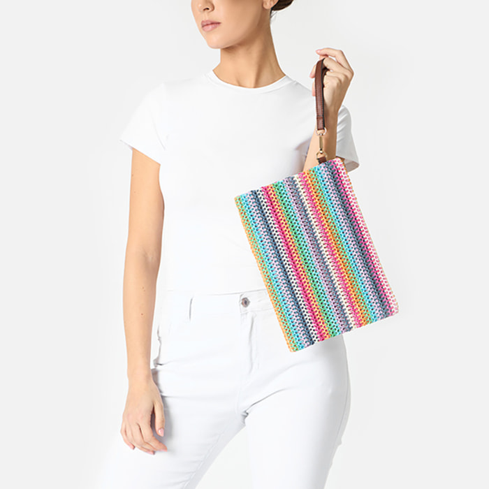 Pochette donna mare multicolor in raffia