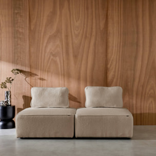 Lot de 2 chauffeuses pour canapé modulable tissu bouclette beige 1 place Bao. L 90 x P 90 x H 74cm