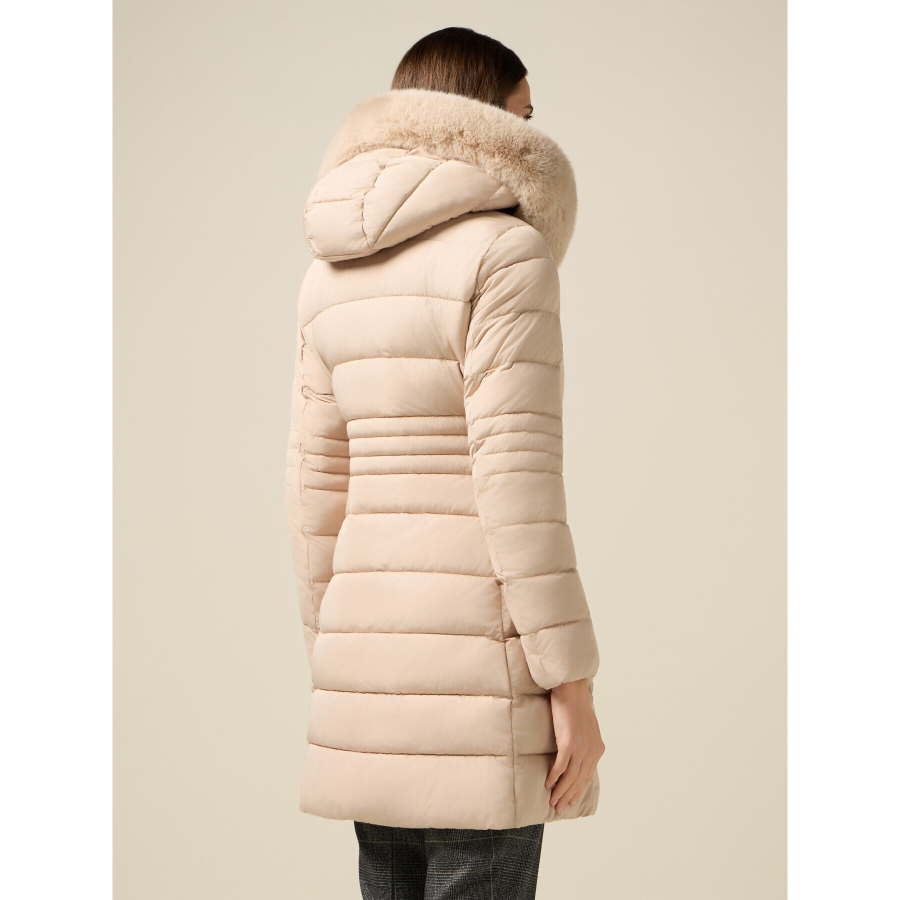 Oltre - Plumífero midi con capucha - Beige