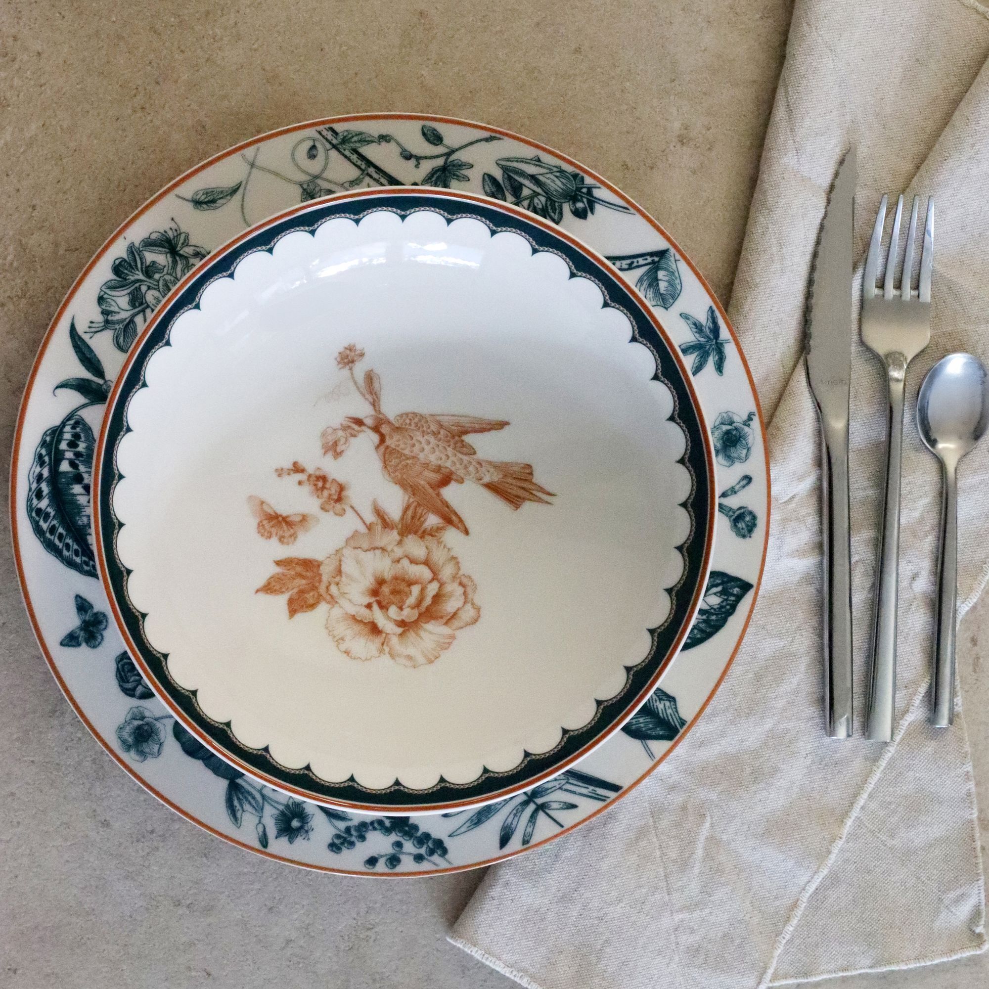 Lot de 6 assiettes creuses en porcelaine blanche 21cm BOTANIC