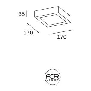 FORLIGHT Plafon Ip23 Easy Square Surface 170Mm Led 10W 4000K Blanco 961Lm