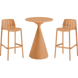 Table et chaises hautes de bistrot empilables "Vaena" - 2 places - Orange