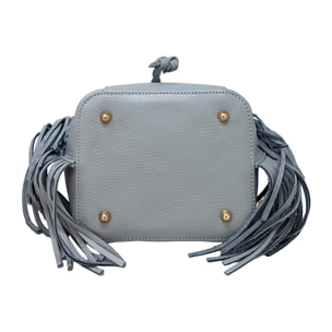 Borsa a Mano Secchiello da Donna in Pelle Dollaro con Frange